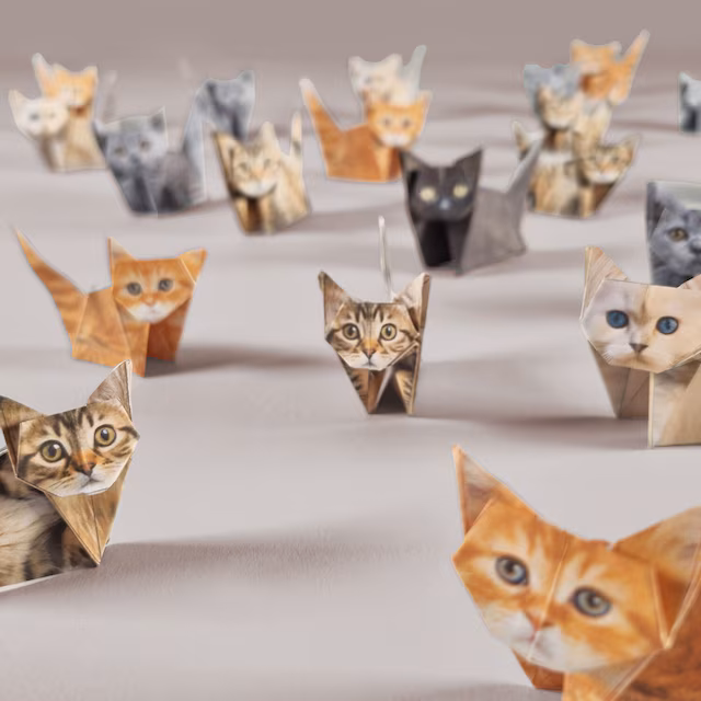 lots of origami cats